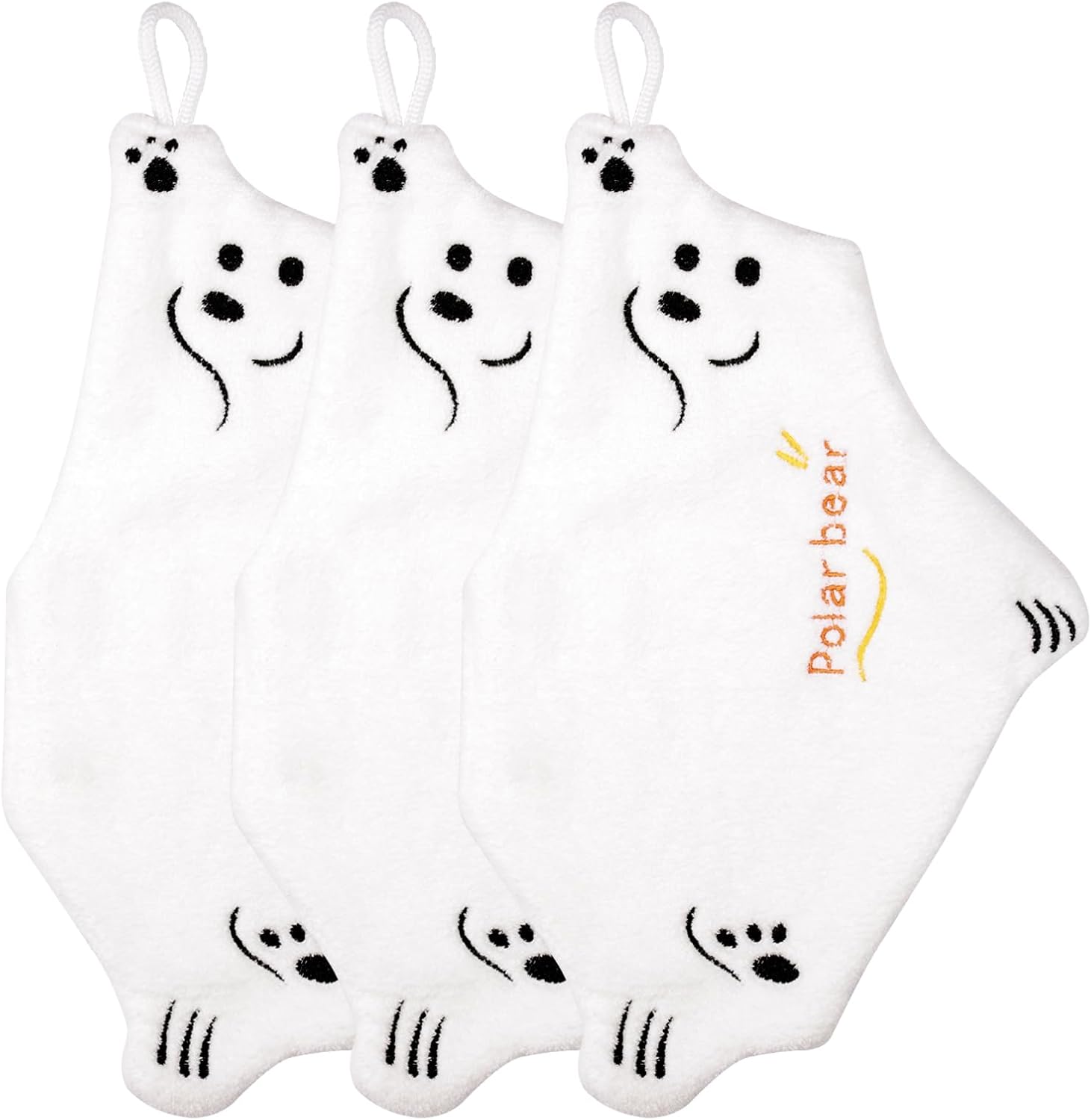 3-Pack Polar Bear Hand Towels for Kids