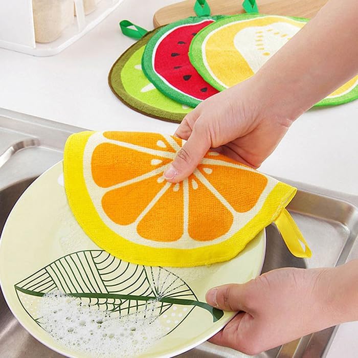 AKOAK Cartoon Fruit Pattern Hand Towels Pack of 4