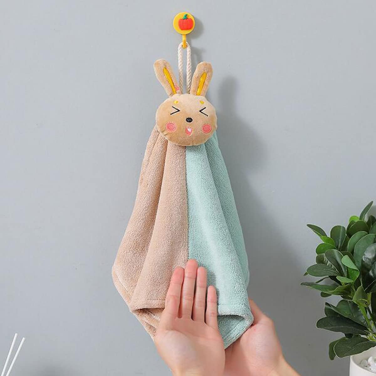 Ewanda 3 Pack Cute Rabbit Hand Towels with Hanging Loop 1