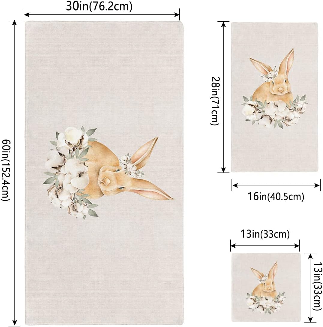 Easter Bunny 3-Piece Bath Towels Set for Home Travel Use