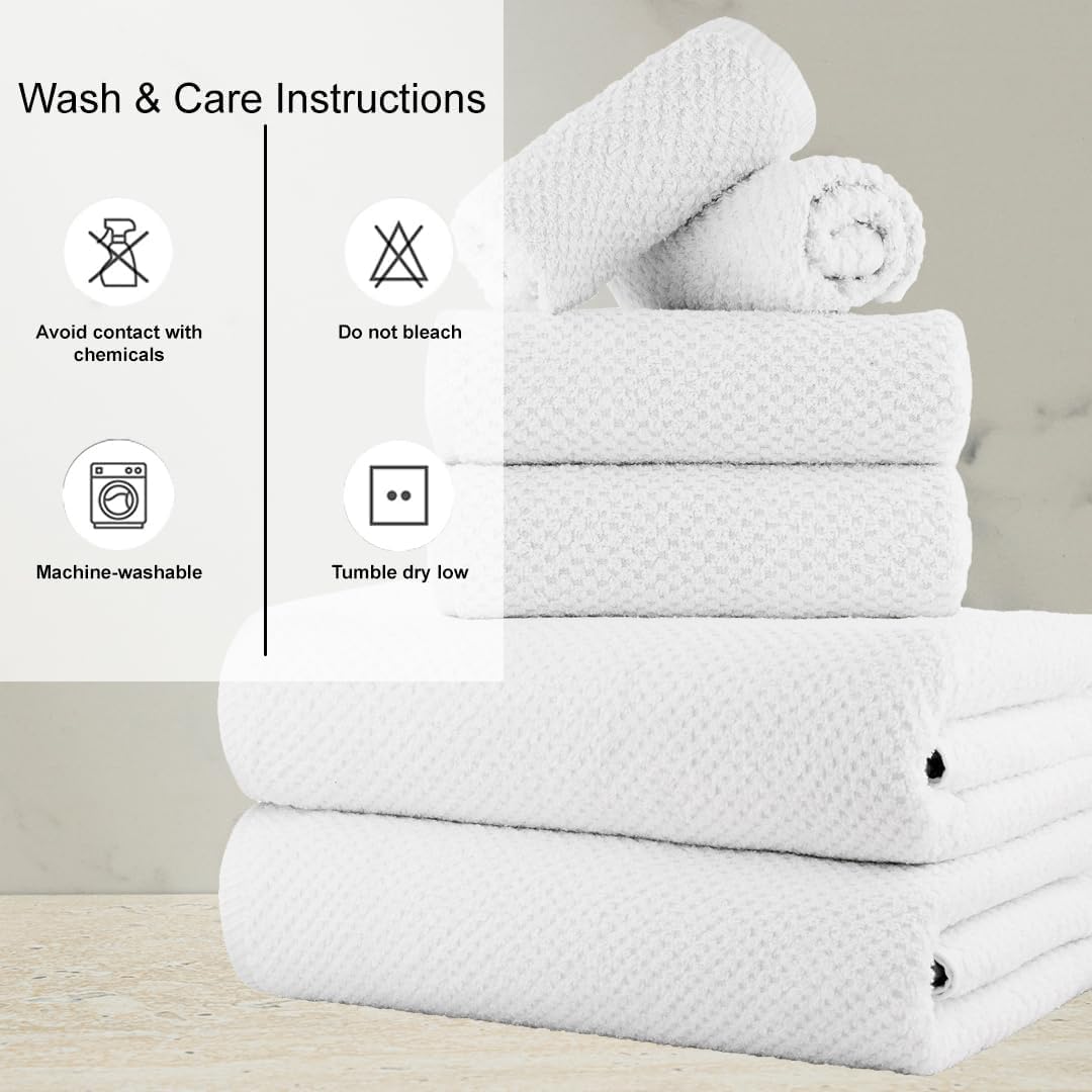 CASA COPENHAGEN Popcorn Towel Set 6 Pieces White 1