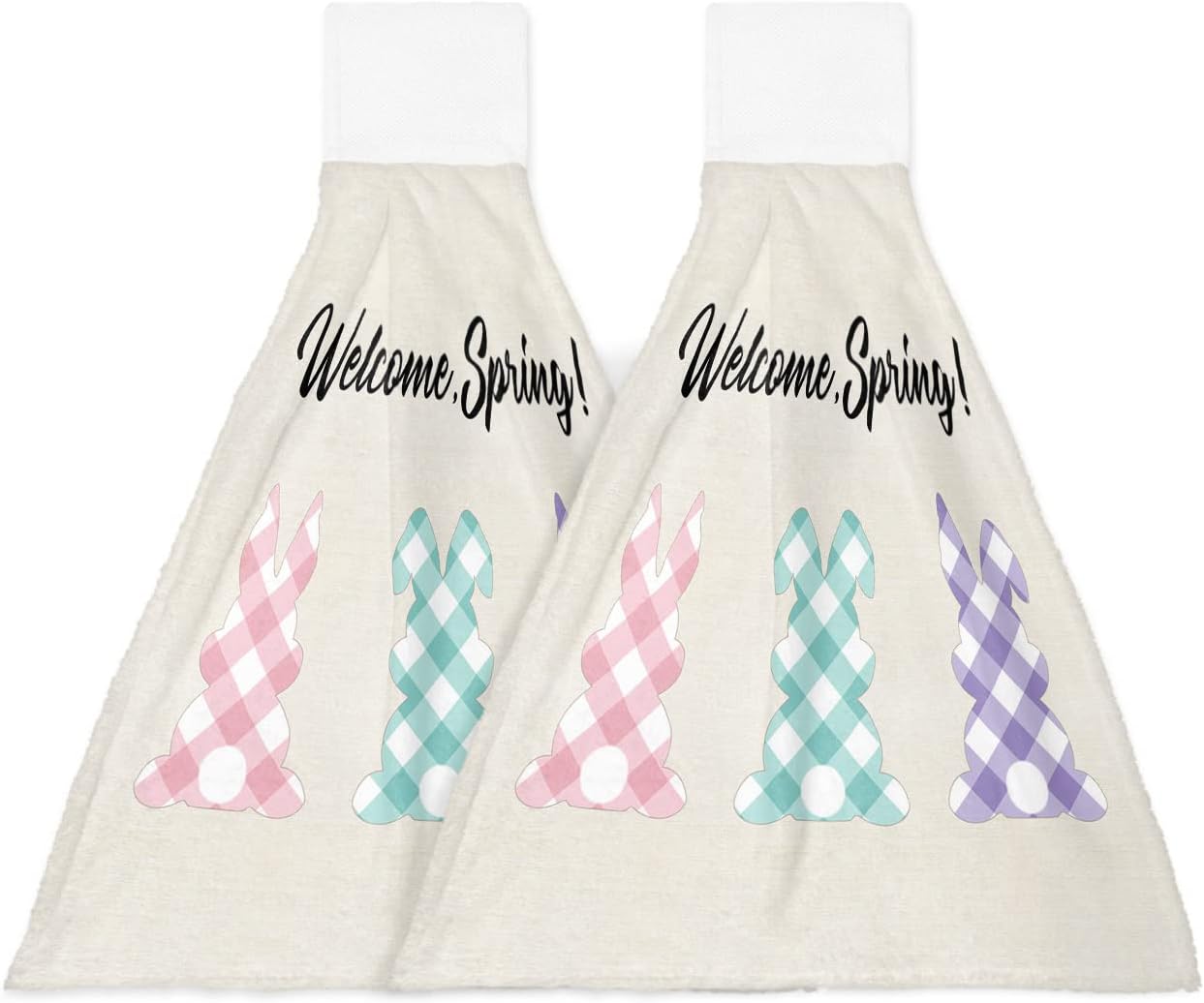Easter Bunny Welcome Hand Towels 2-Piece Set Kitchen Bathroom Use