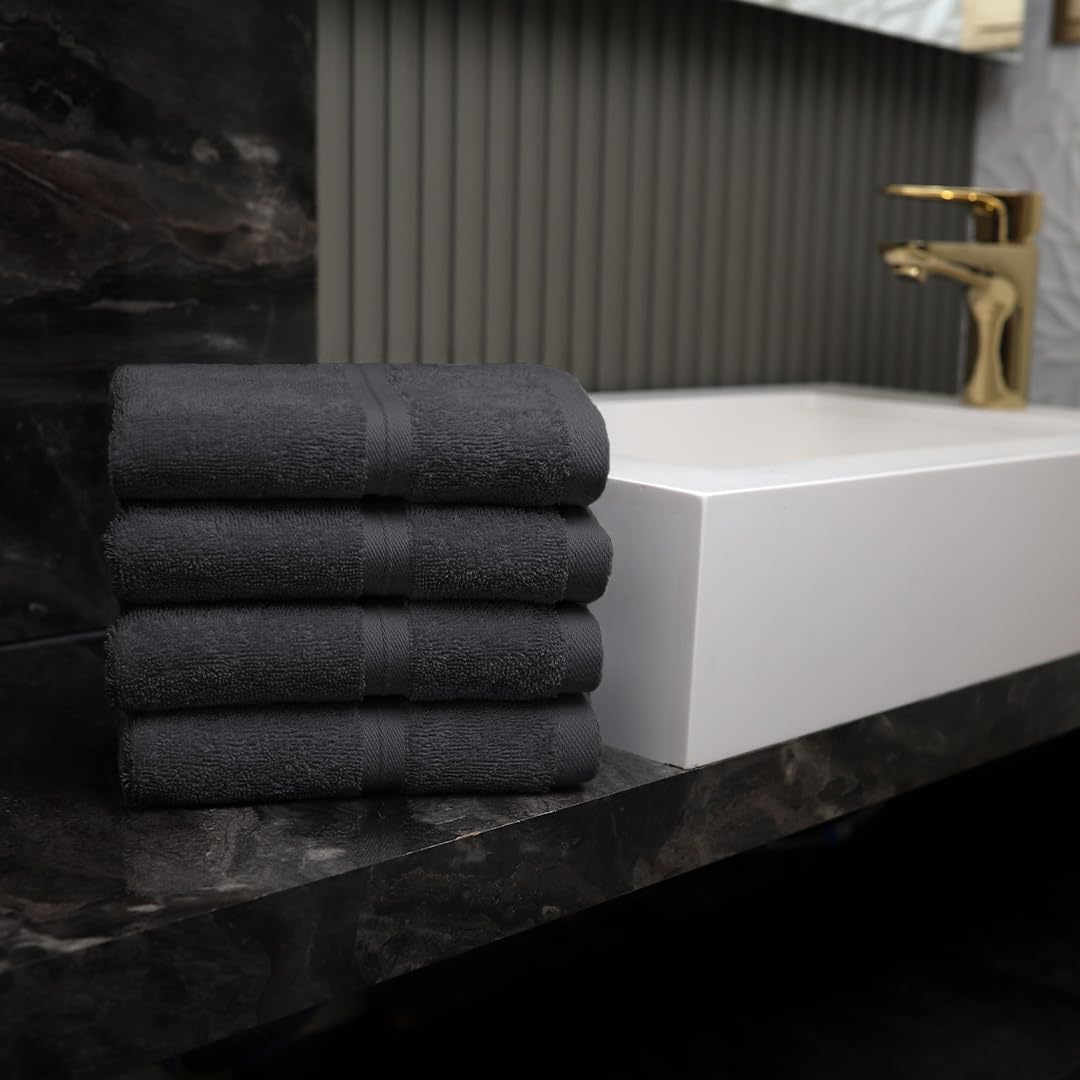 Premium 4-Pack Washcloths - Soft Absorbent 12x12 Anthracite