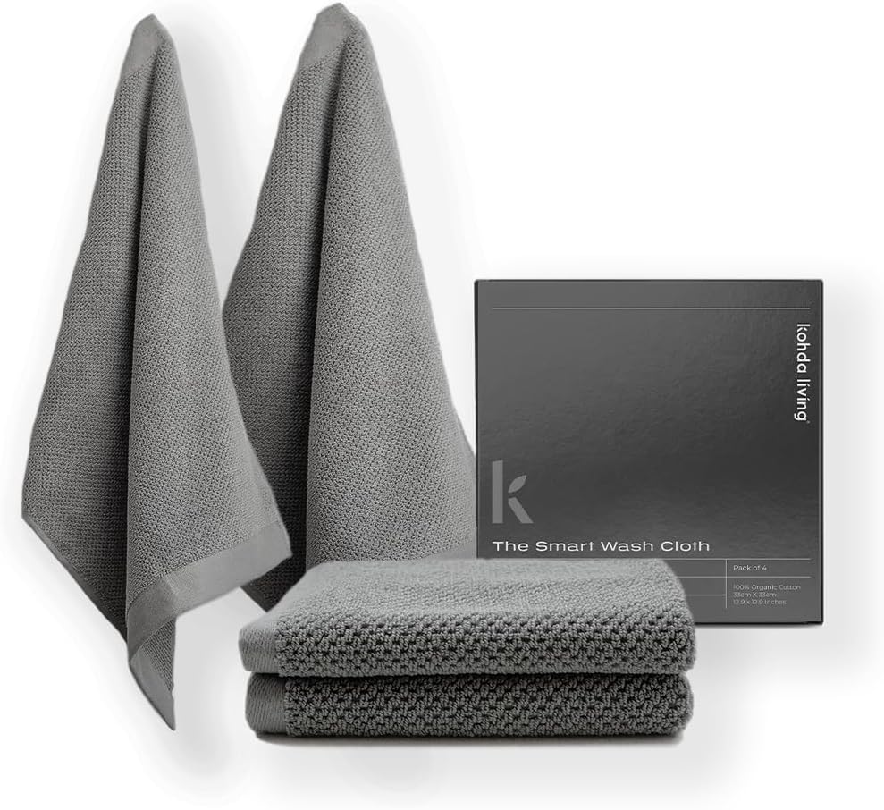 Luxury Face Washcloths Silver Infused 4-Pack