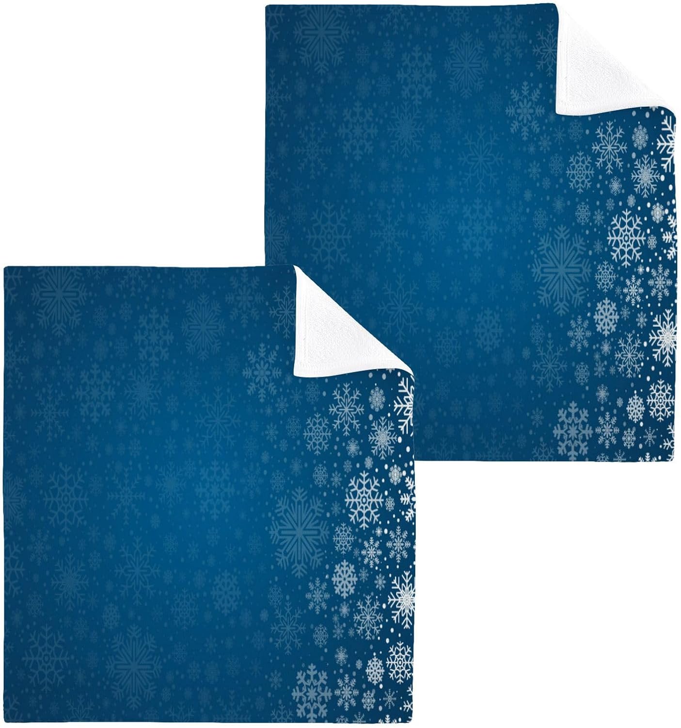YetTasar Blue Snowflake Washcloths Soft Reusable
