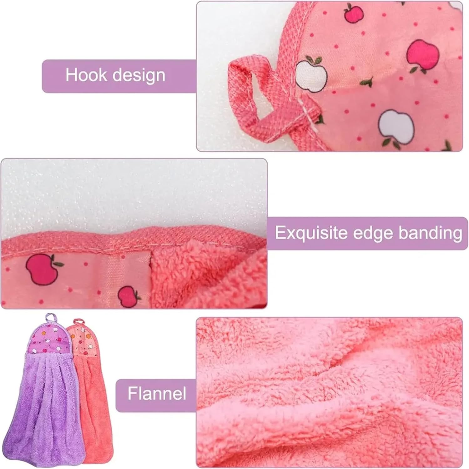 Quick Dry Microfiber Hand Towels with Hanging Loop 3 Pack