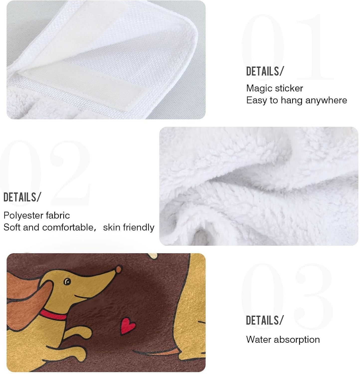 Cute Absorbent Quick-Dry Kitchen Hanging Hand Towels