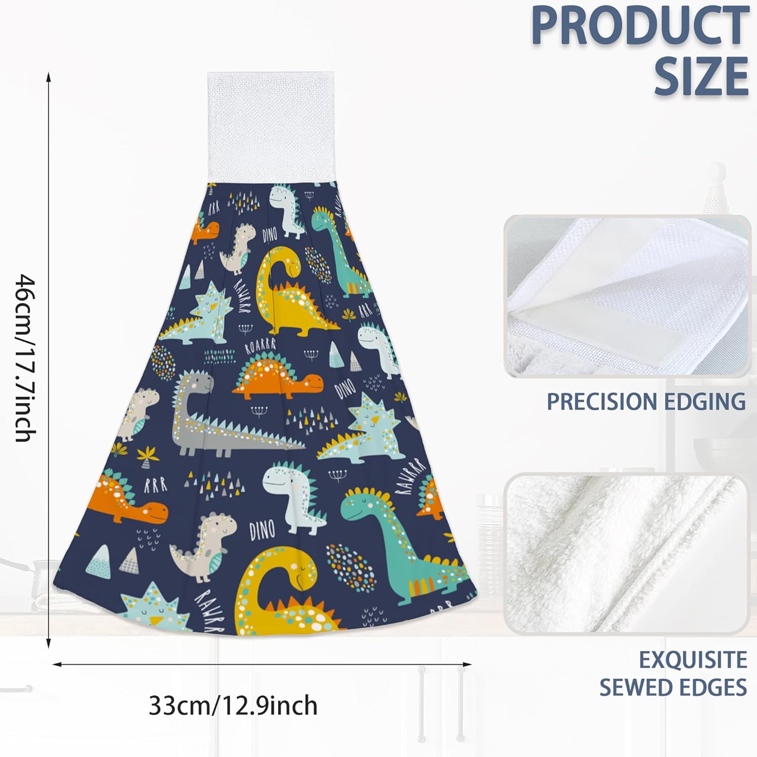 Elightvap Funny Kids Dinosaurs Hanging Kitchen Towels Set of 2