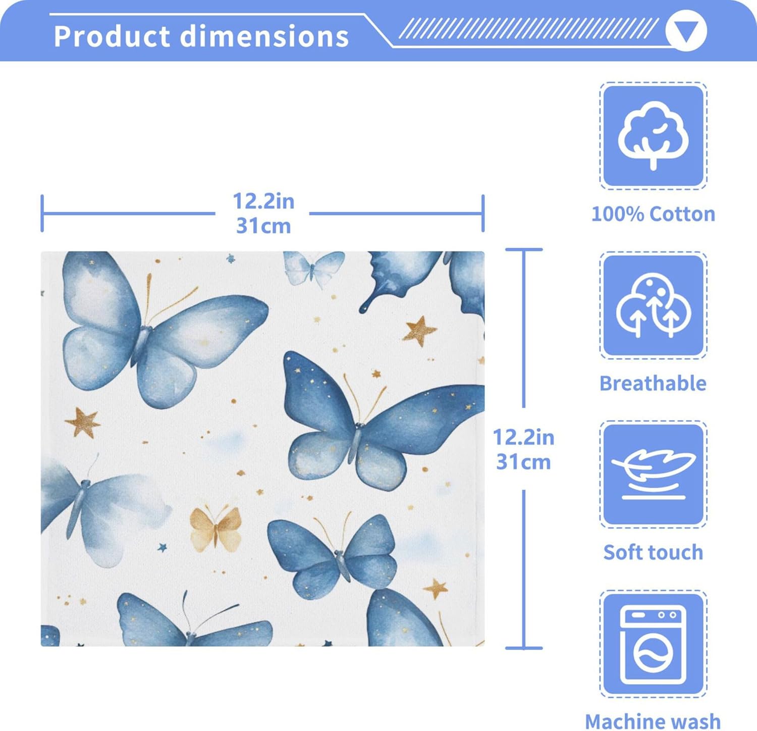 Xigua Watercolor Butterfly Washcloth Set