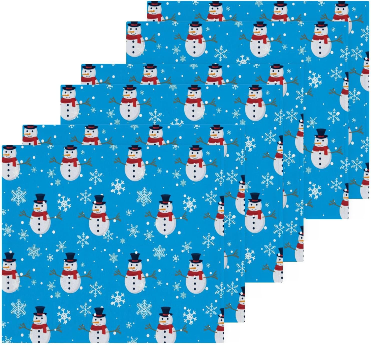 Christmas Snowman Washcloth Set - Soft Reusable Washable for Home Kitchen
