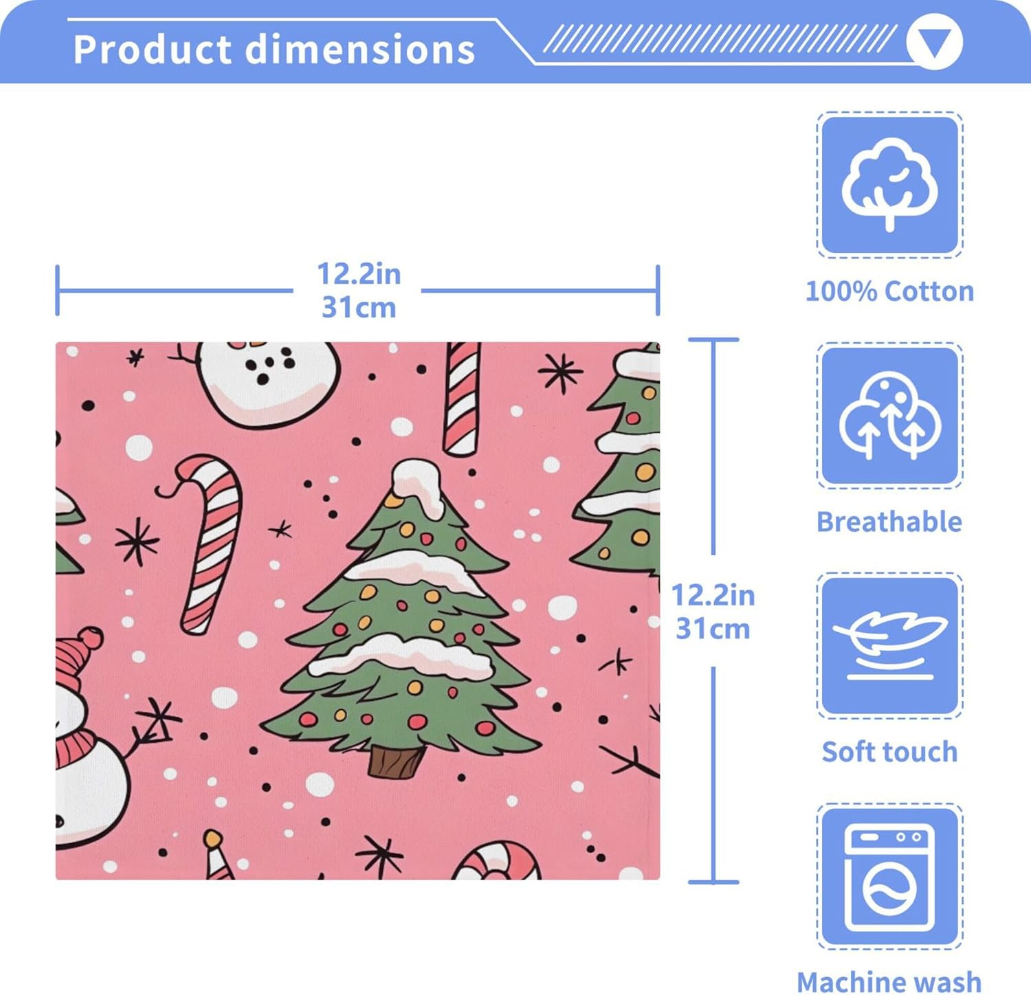 Xigua Christmas Candy Washcloth Set - 12x12