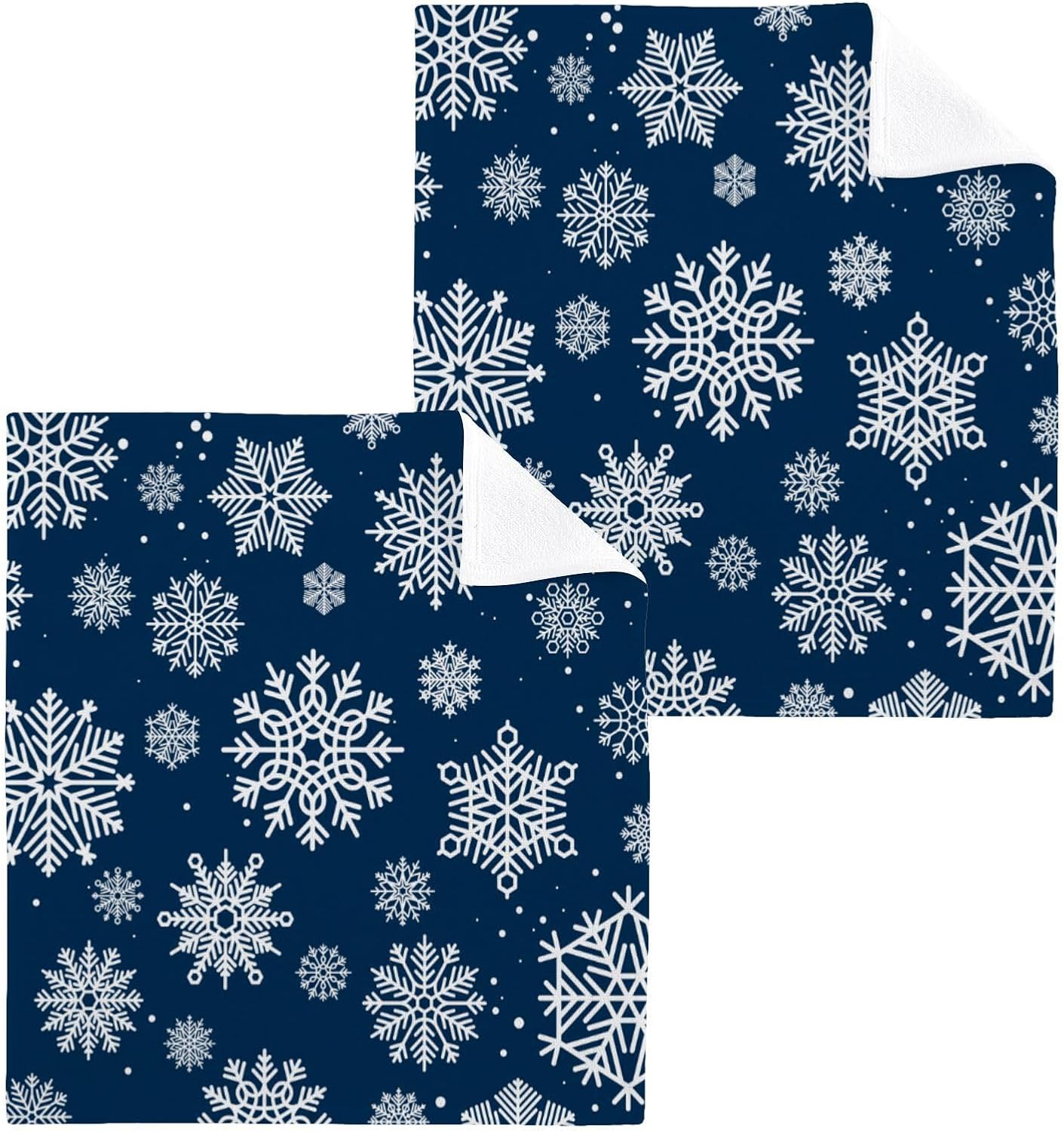 Clean Soft Blue Snowflakes Washcloth Set