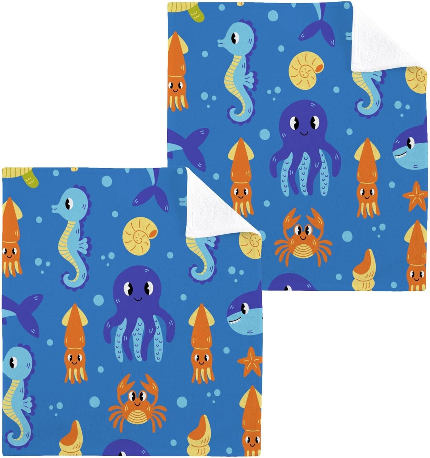 Xigua Underwater Sea Animals Washcloths Set of 2
