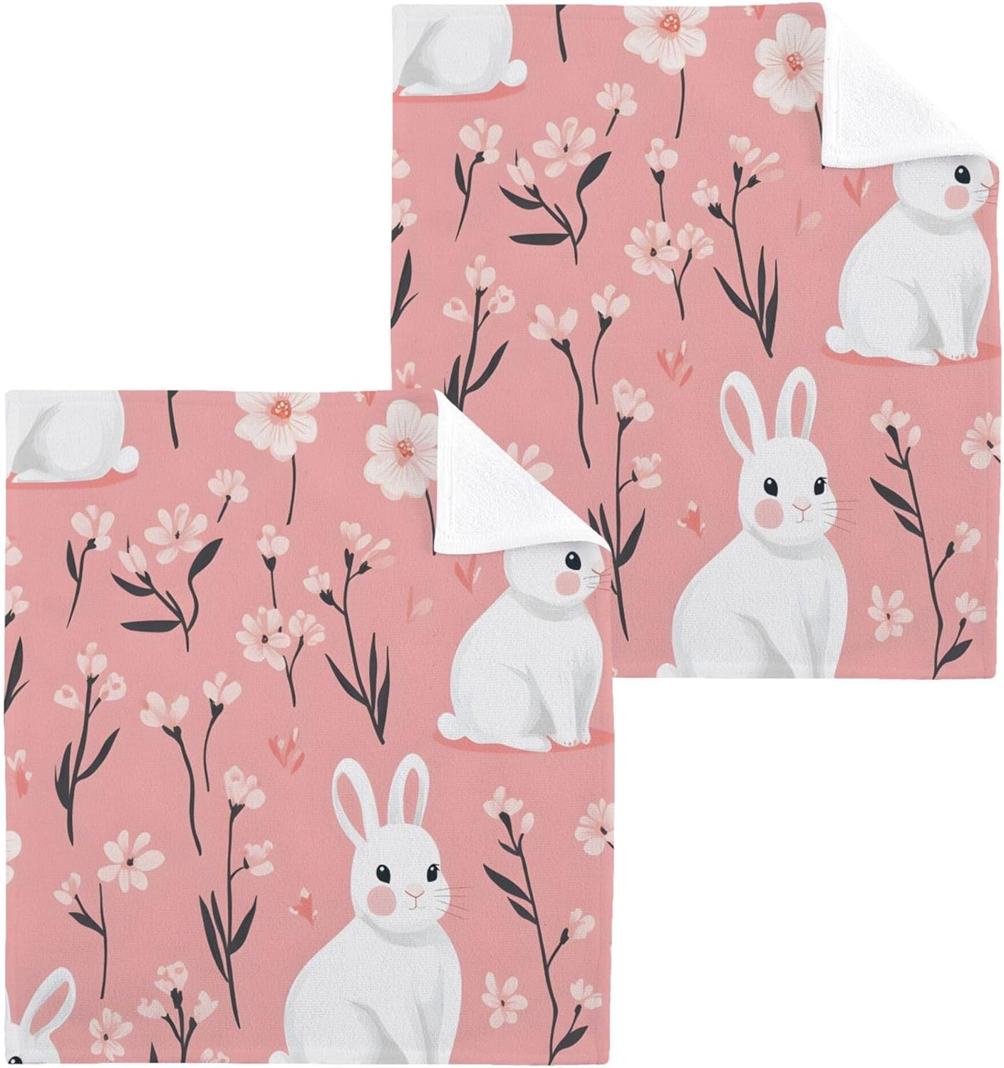 XiguaWhite Rabbit Washcloth Set