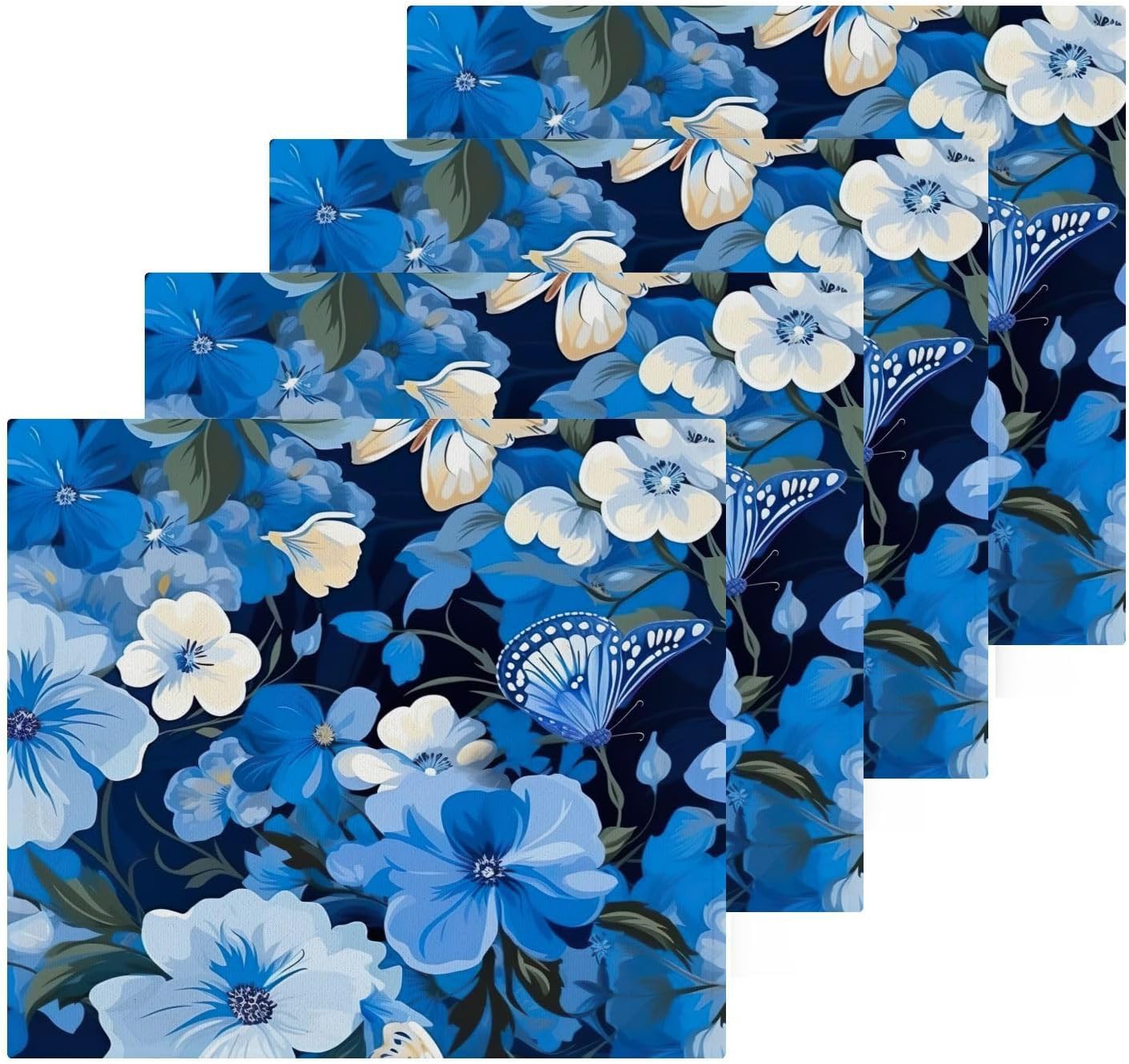 Blue Flower Washcloth Set - Soft Absorbent Reusable Towels for Babies Travelers