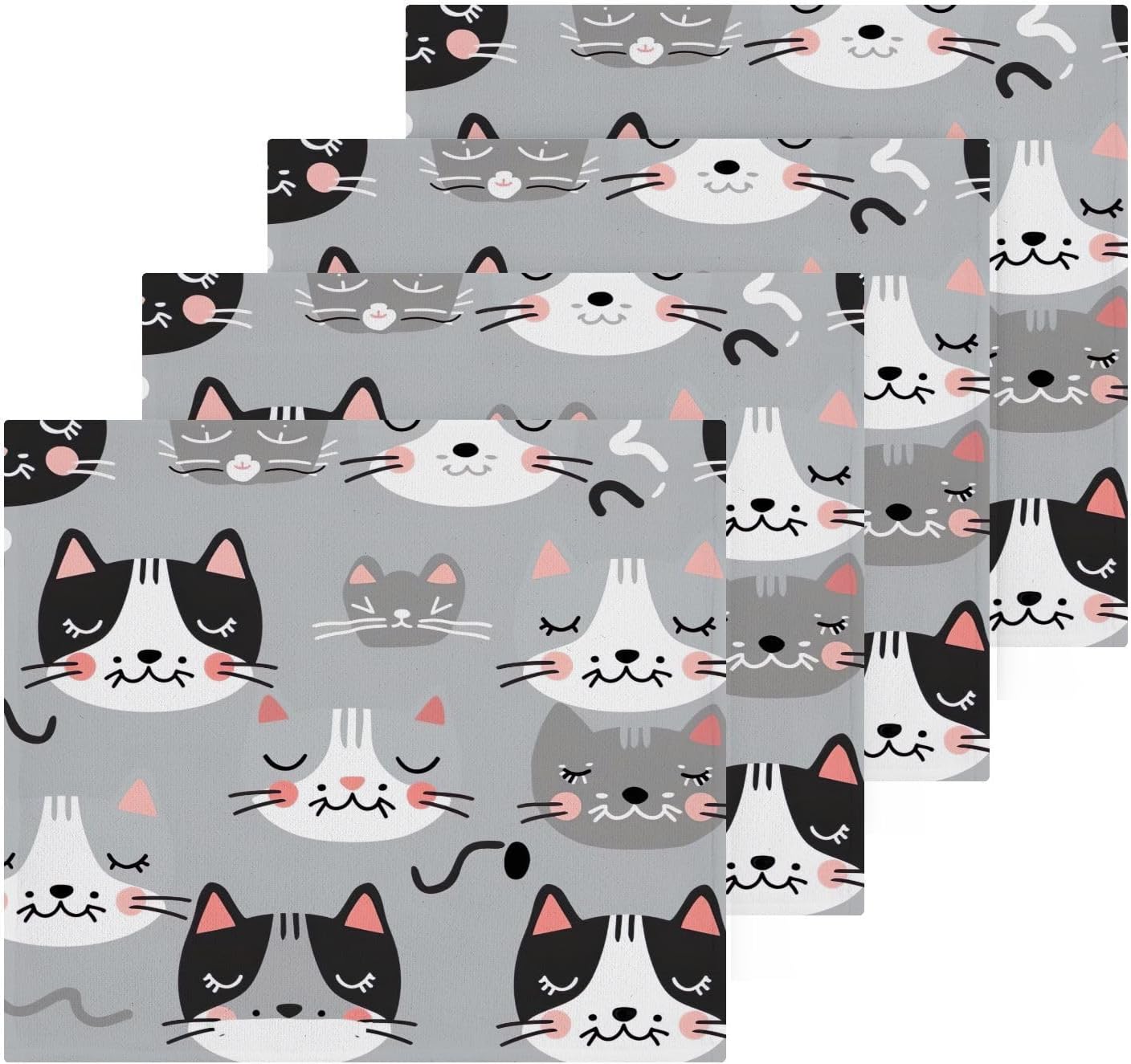 Cute Cat Washcloth Set for Babies Adults Reusable Soft Cotton Face Towels