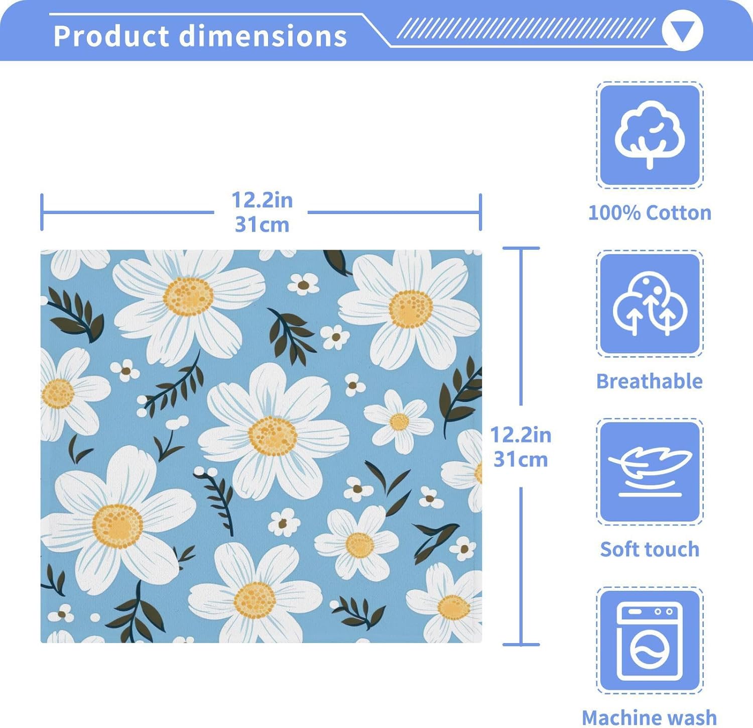 Yettasbin Daisy Flower Washcloth Set for Classification