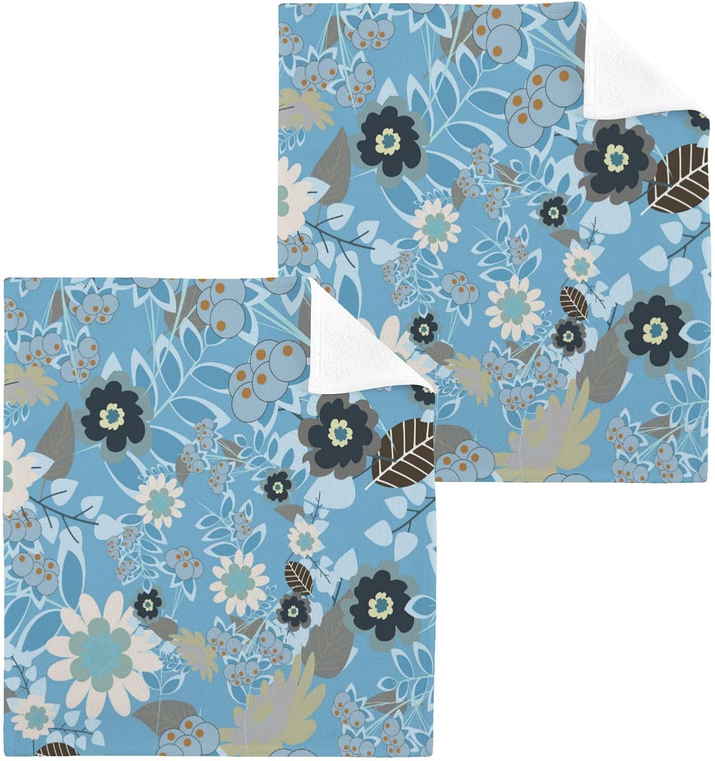 YETTASBIN Abstract Flowers Washcloths 2 Pack