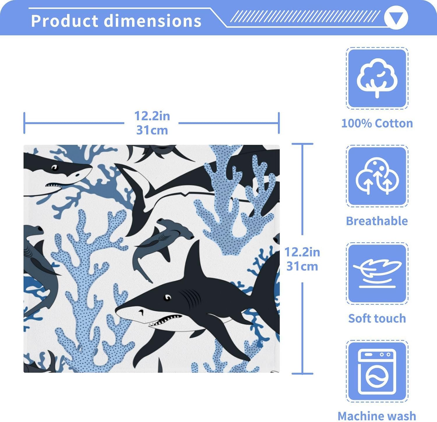 Shark Washcloths 2-Pack