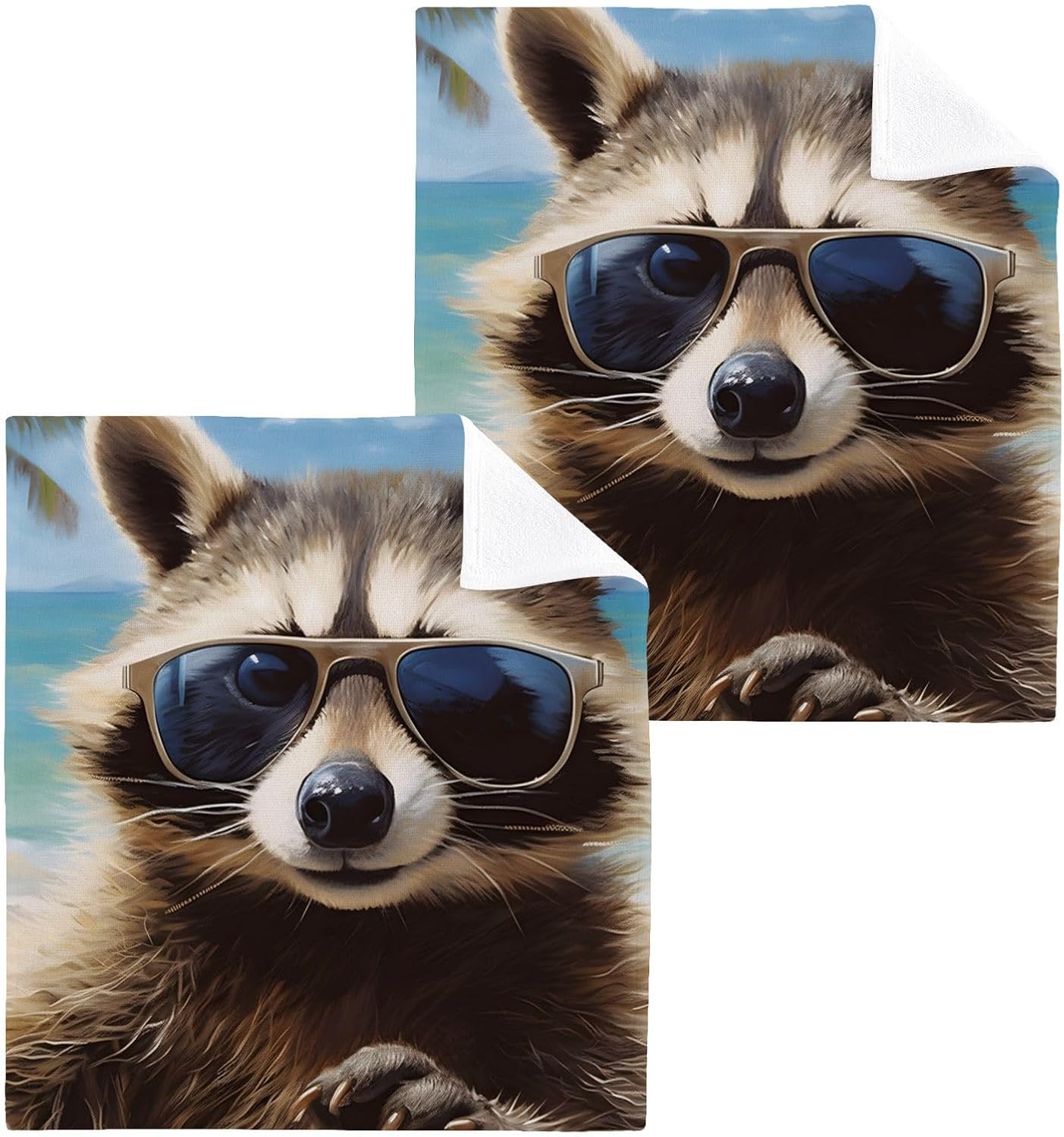 Beach Raccoon Towels 2-Pack