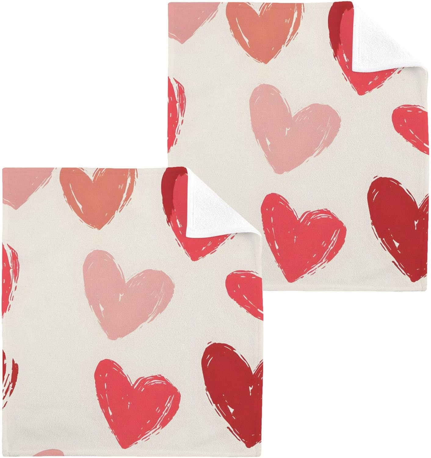 Xigua Red Hearts Multi-Purpose Washcloth Set