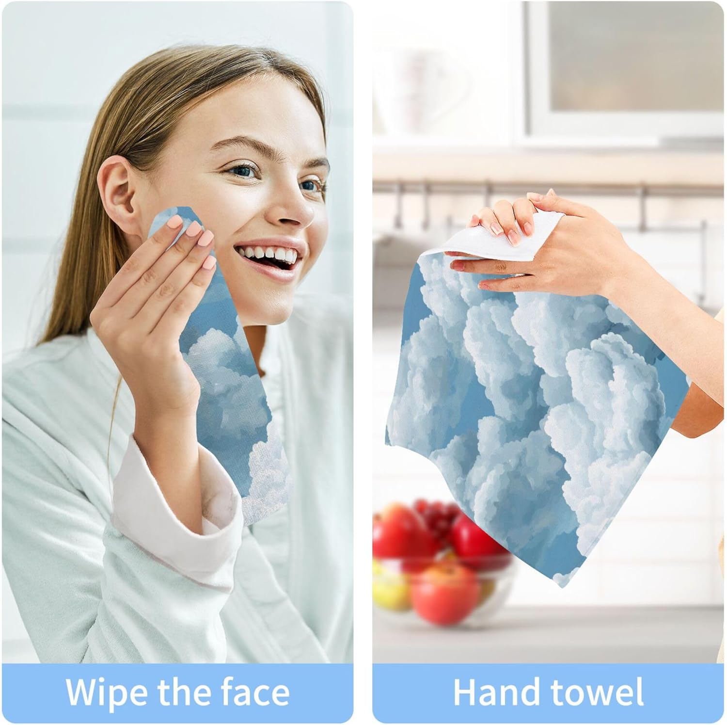 Xigua White Clouds Washcloth Set Fast-Drying Versatile Towels