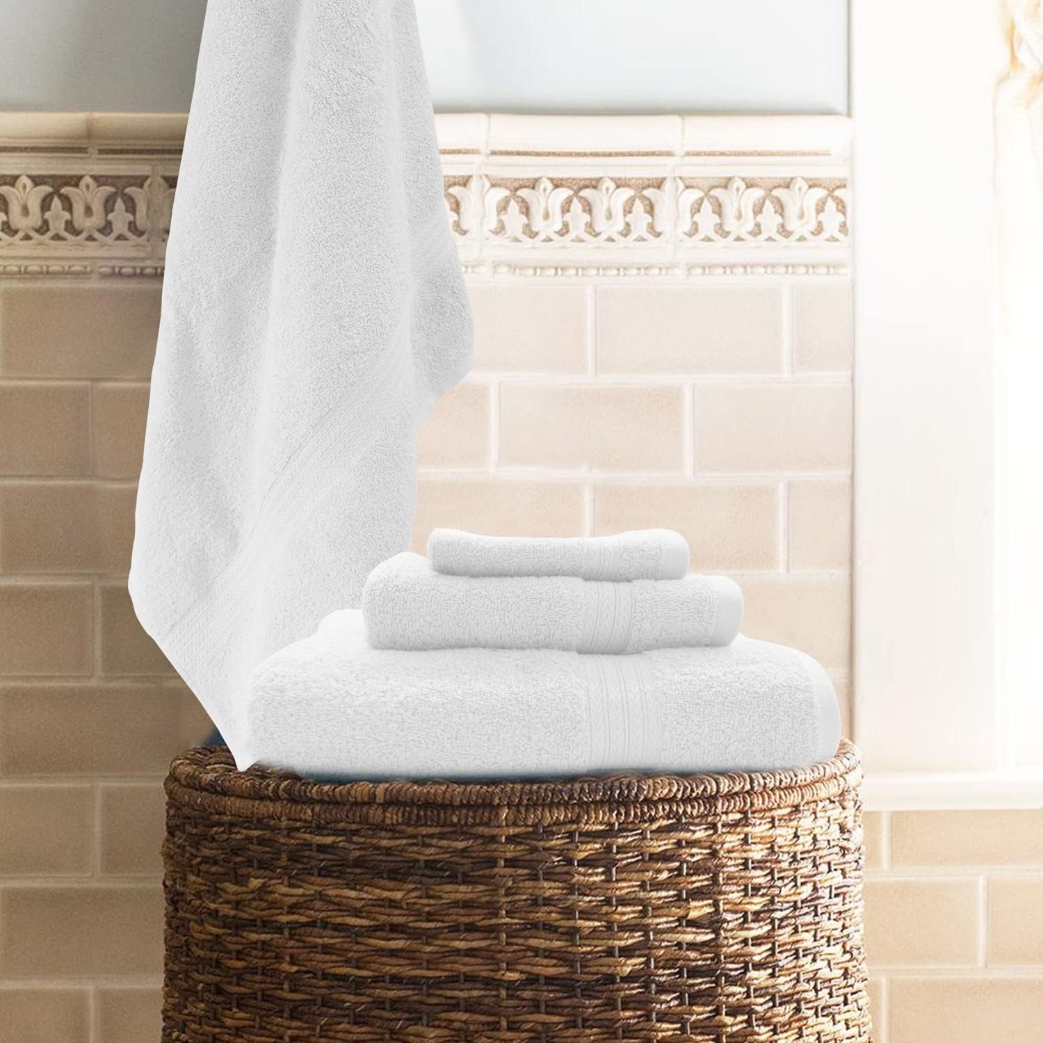 Elegant 8-Piece Cotton Towel Set Soft Absorbent Machine Washable