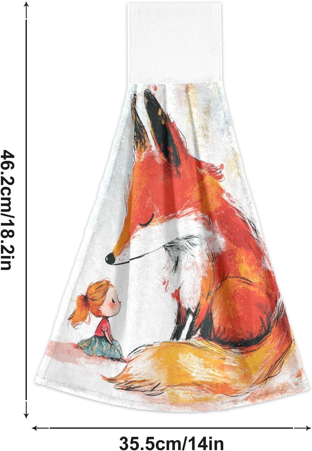 Chubby Fox Hand Towels with Hook Loop for Kids