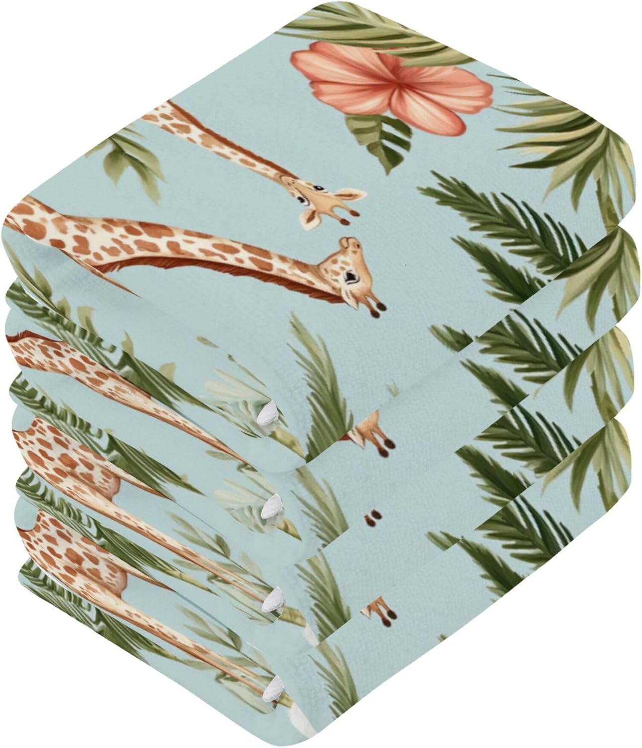 Xigua Giraffes and Elephants Washcloth Set