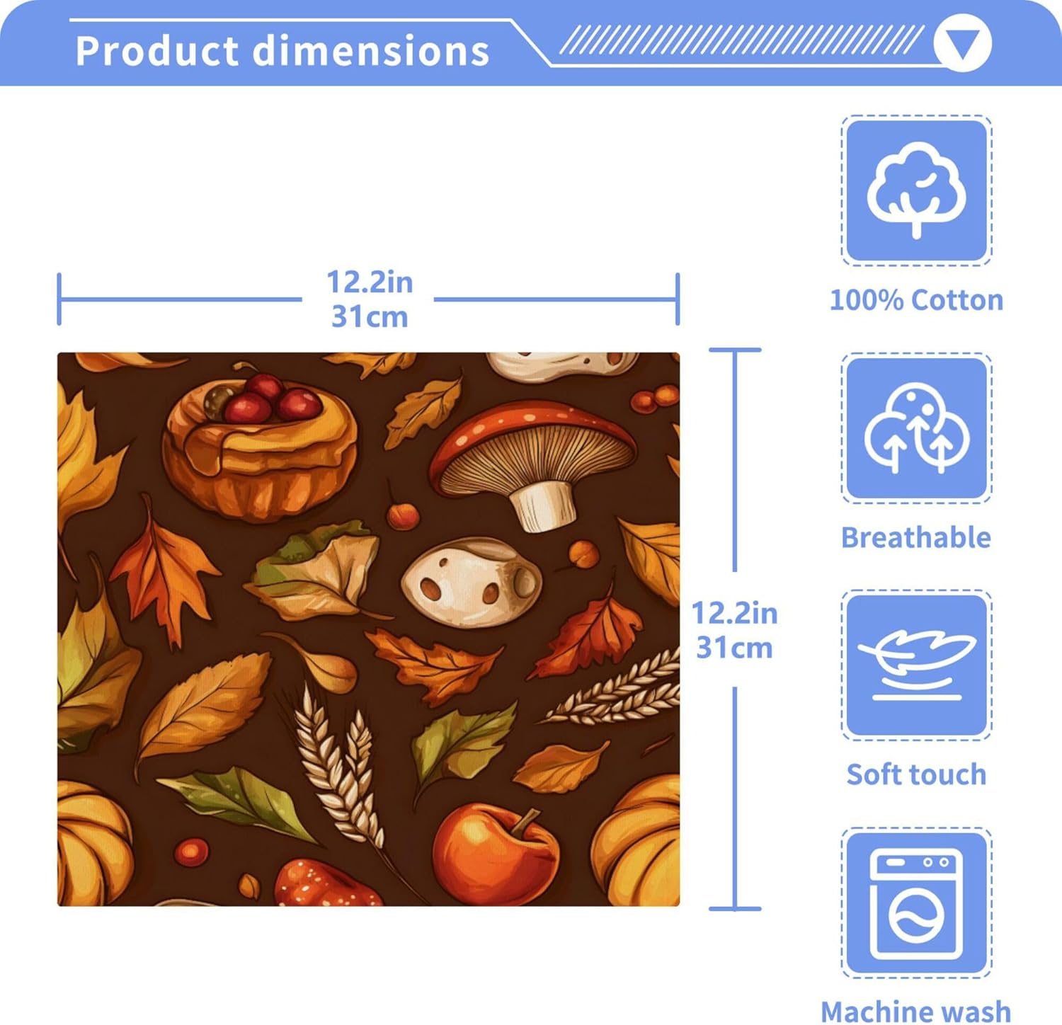 Xigua Autumn Elements Washcloth Set for Bath Kitchen