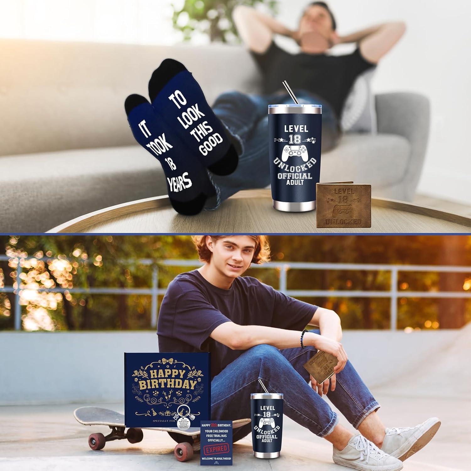 8 Pcs Happy 18th Birthday Gift Set for Boys