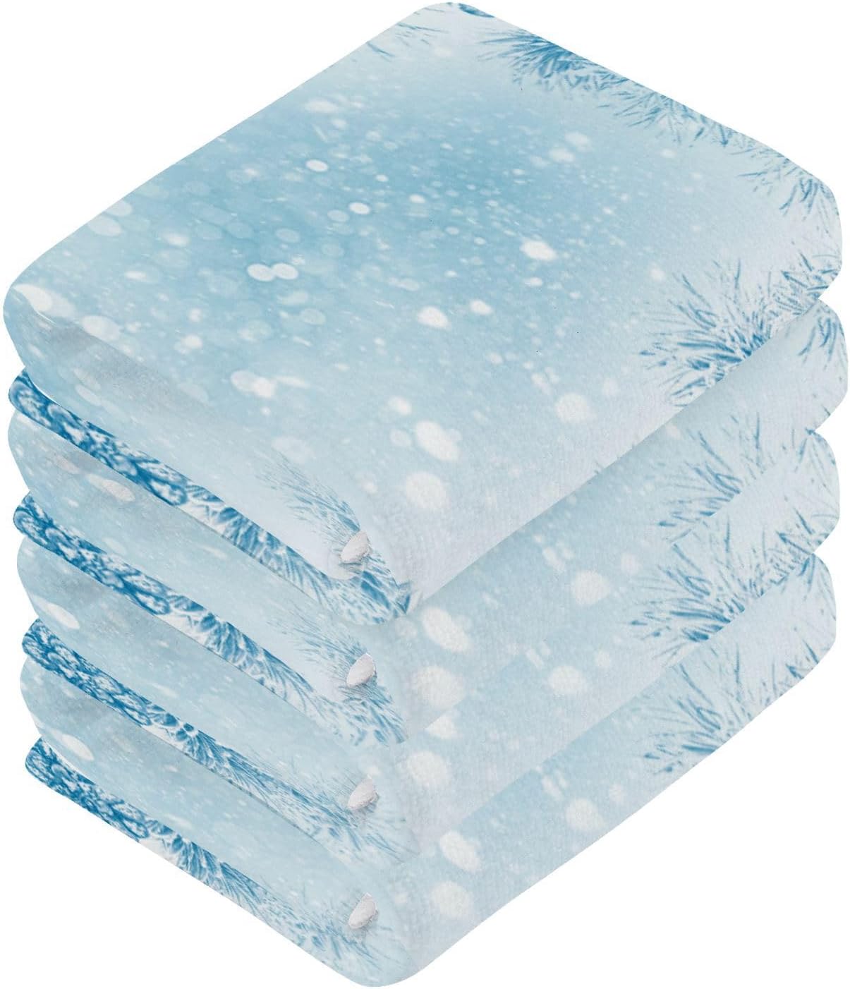 Compact Christmas Snowflakes Washcloth Set Soft Reusable for Baby Kids