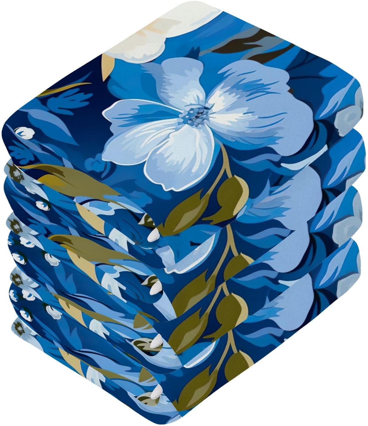 Blue Flower Washcloth Set Reusable Soft for Baby Daily Use