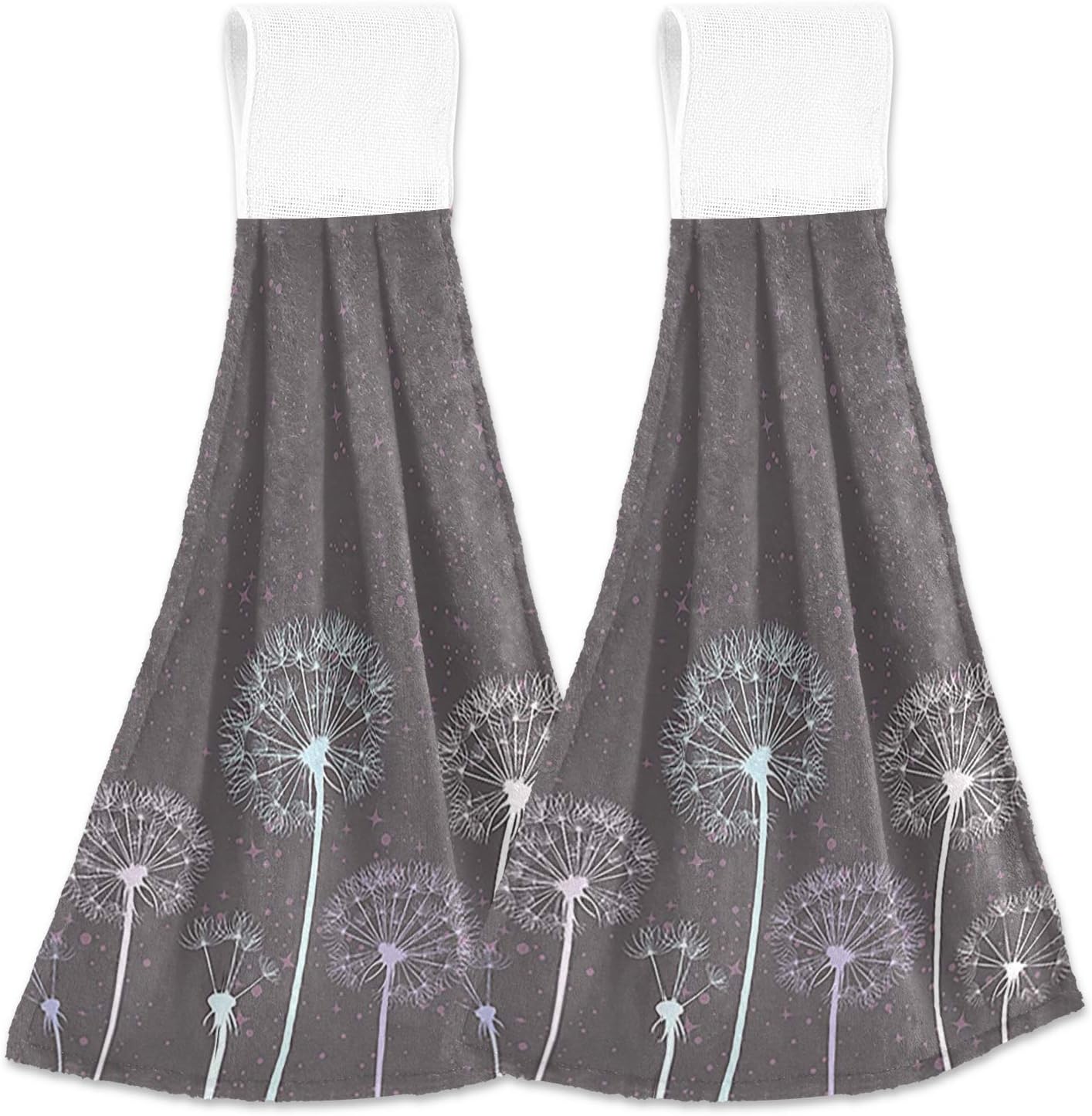 Kcldeci Hanging Kitchen Hand Towels - Dandelion Design 2 Pieces