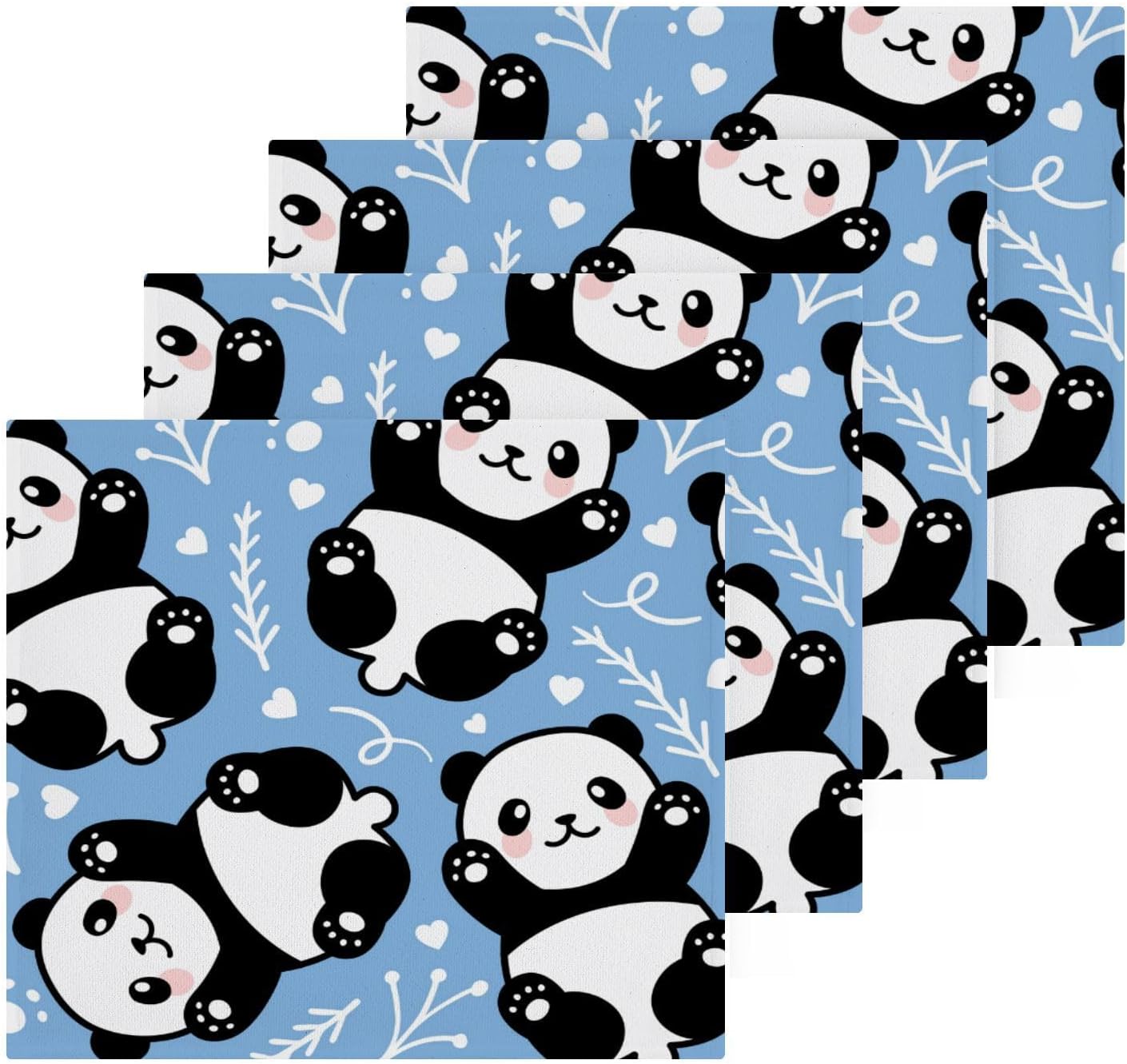 YETTASBIN Cute Panda Washcloth 2 Pack - Soft Reusable 12x12 inch
