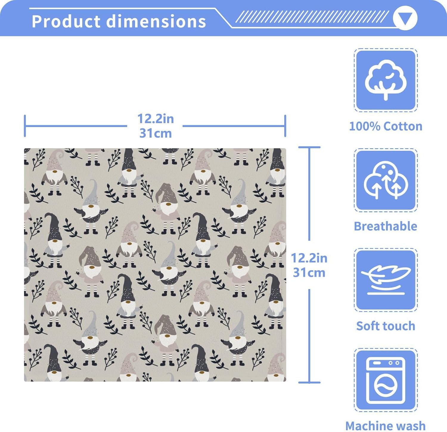 Burbuja Christmas Gnome 4 Pack Washcloths