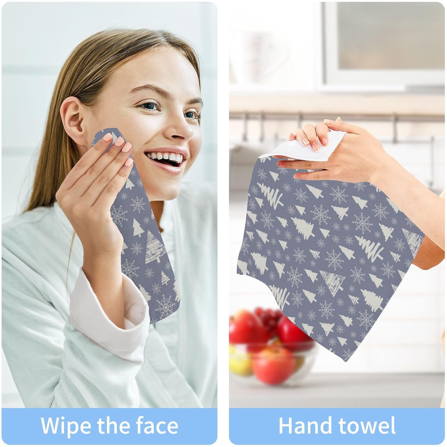 Yettasbin Christmas Tree Washcloths 2-Piece Set for Baby Adults