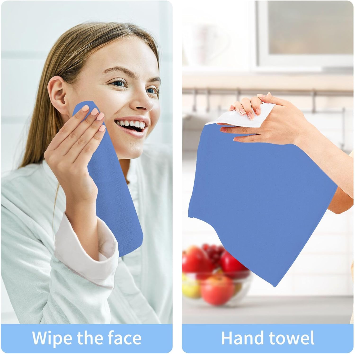 Blue 2-Pack Washcloths for Bathroom Gym