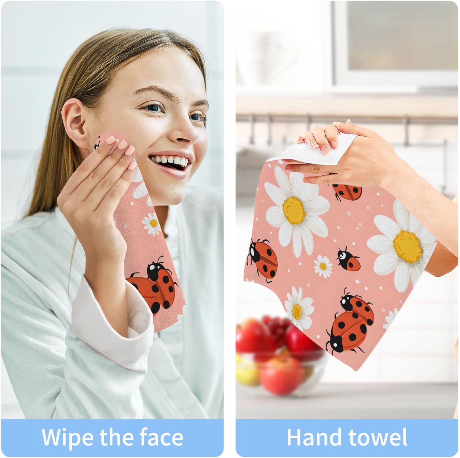 Cute Ladybugs Washcloth Set - 2-12 12x12