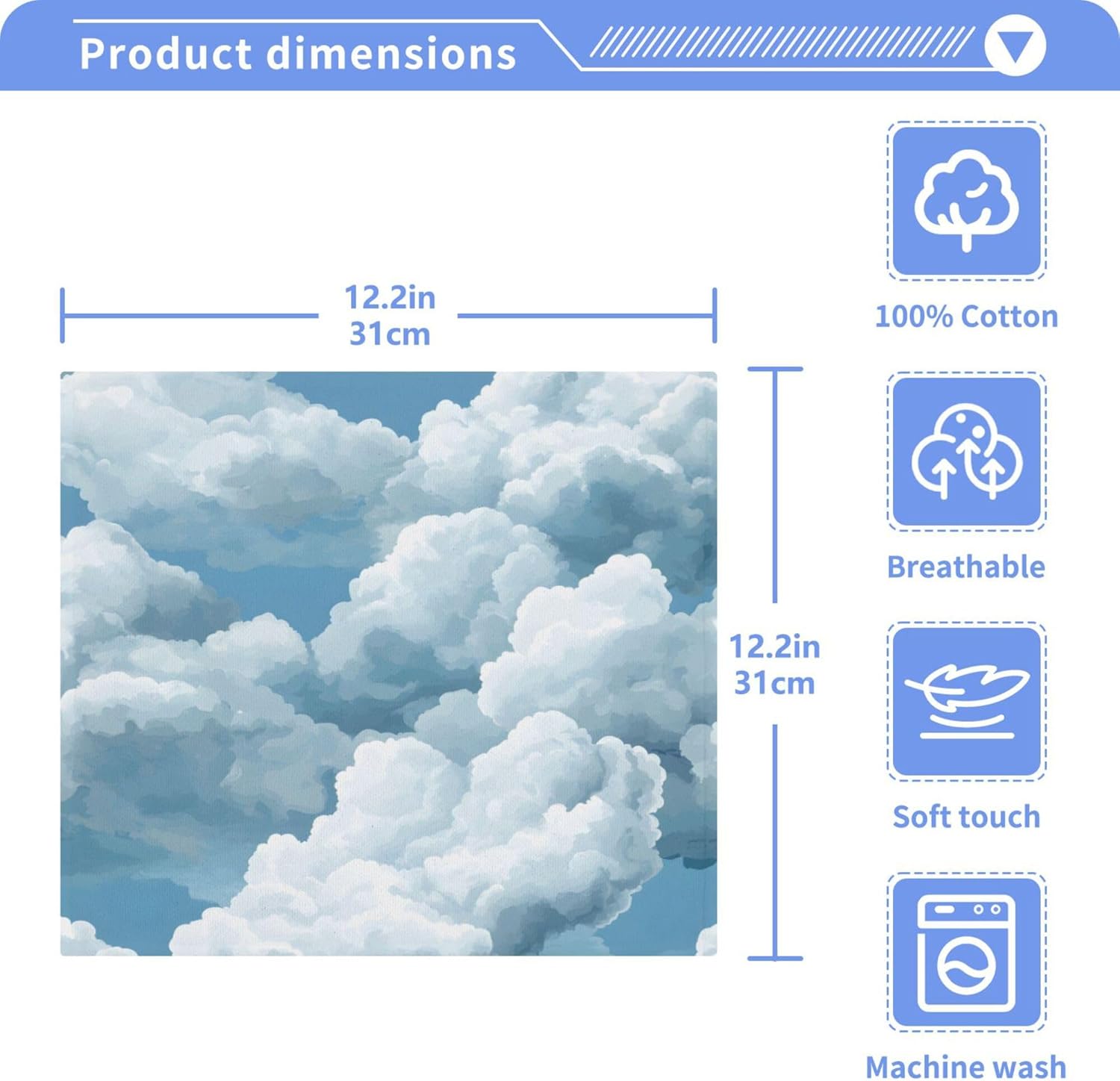 Xigua White Clouds Washcloth Set Fast-Drying Versatile Towels