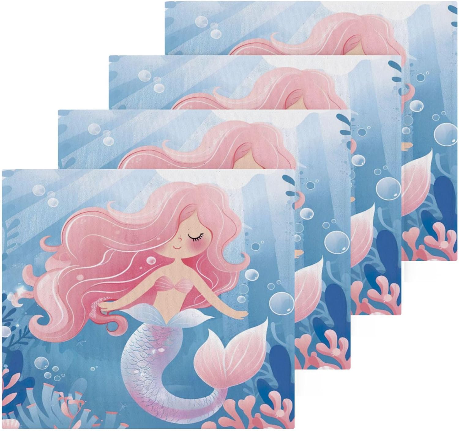 Charming Mermaid Washcloth Set for Bath or Toilet