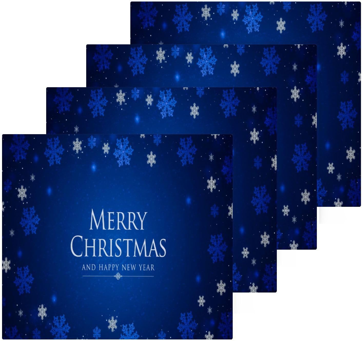 Merry Christmas Blue Washcloths 2 Pack Soft Absorbent Cotton Face Towels
