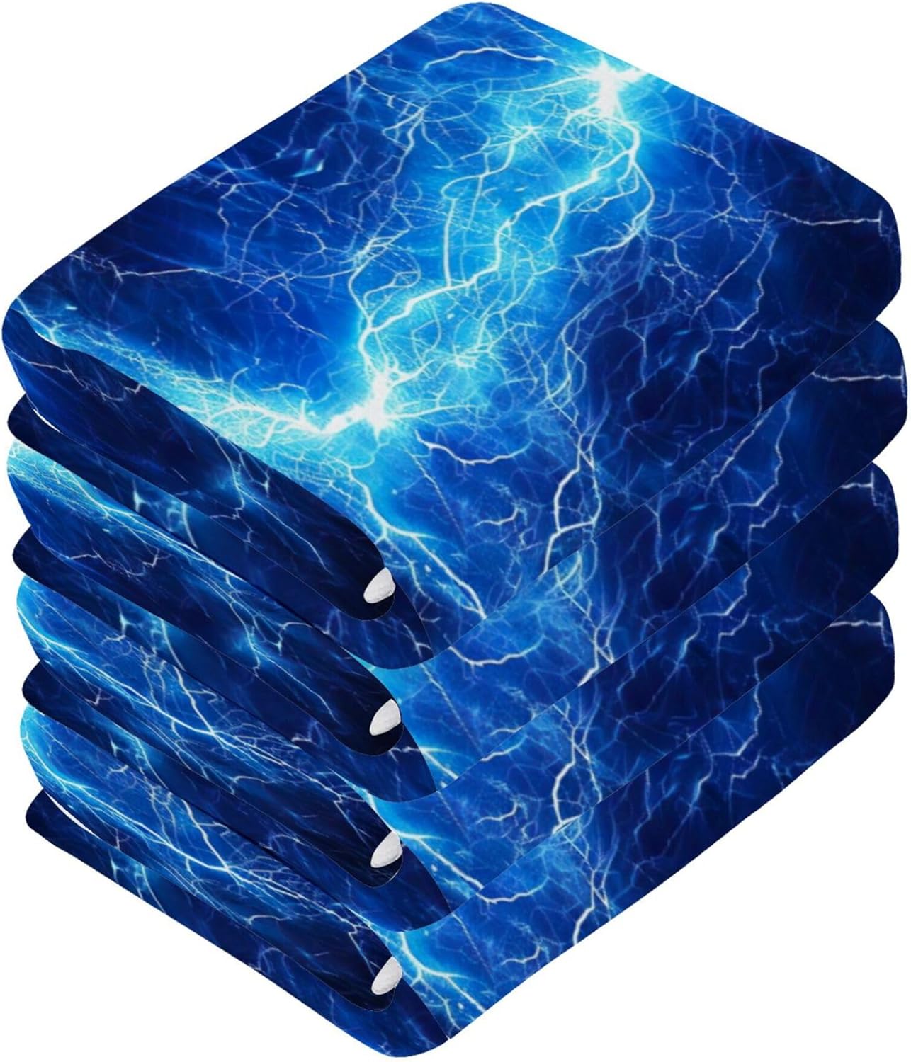 Fast-Drying 12x12 Inch Blue Lightning Washcloth Set