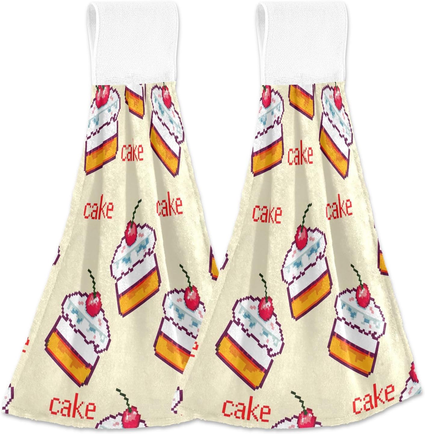 Cute Cartoon Cakes Yellow Hand Towels Set of 2
