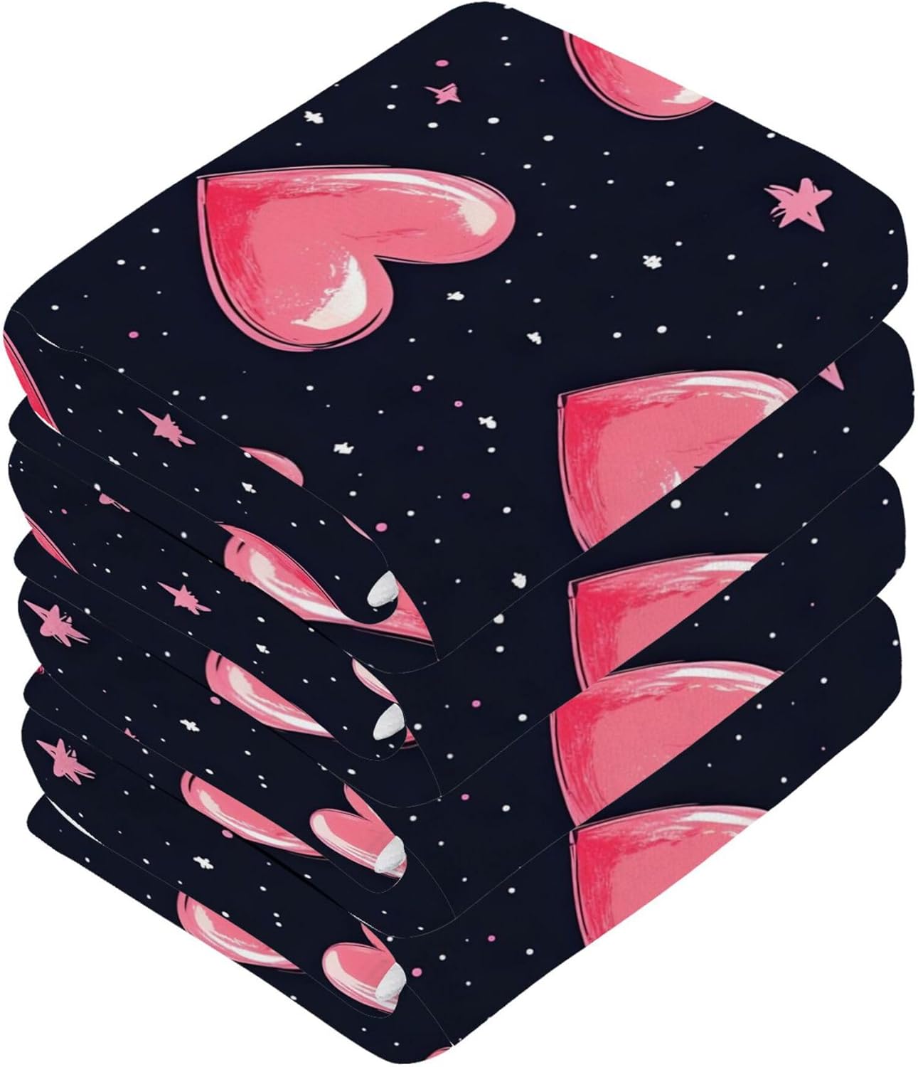 Xigua Hearts and Stars Washcloth Set