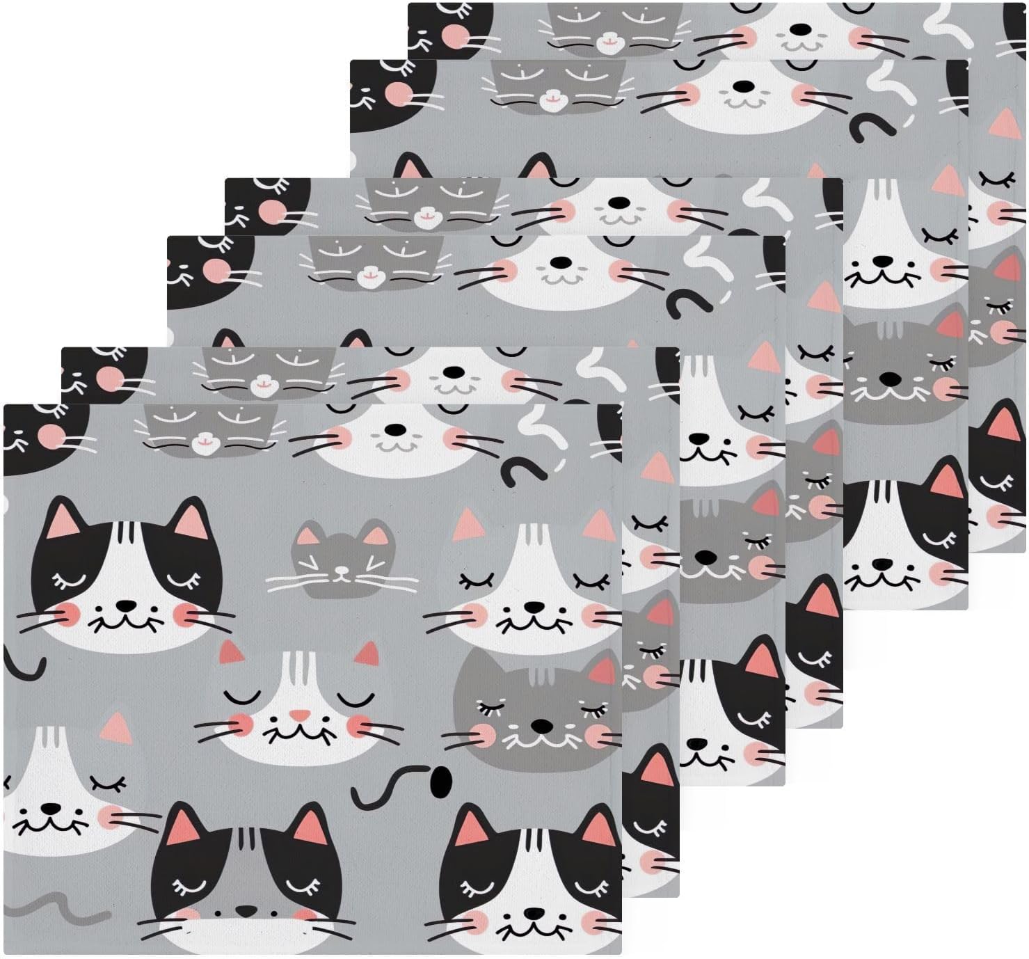 Cute Cat Washcloth Set for Babies Adults Reusable Soft Cotton Face Towels
