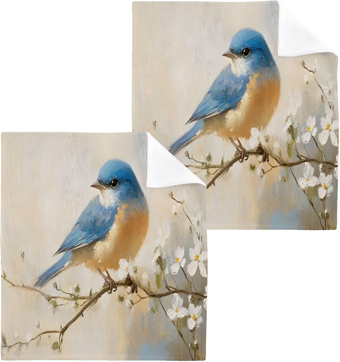 Stylish Xigua Blue Bird Washcloth Set