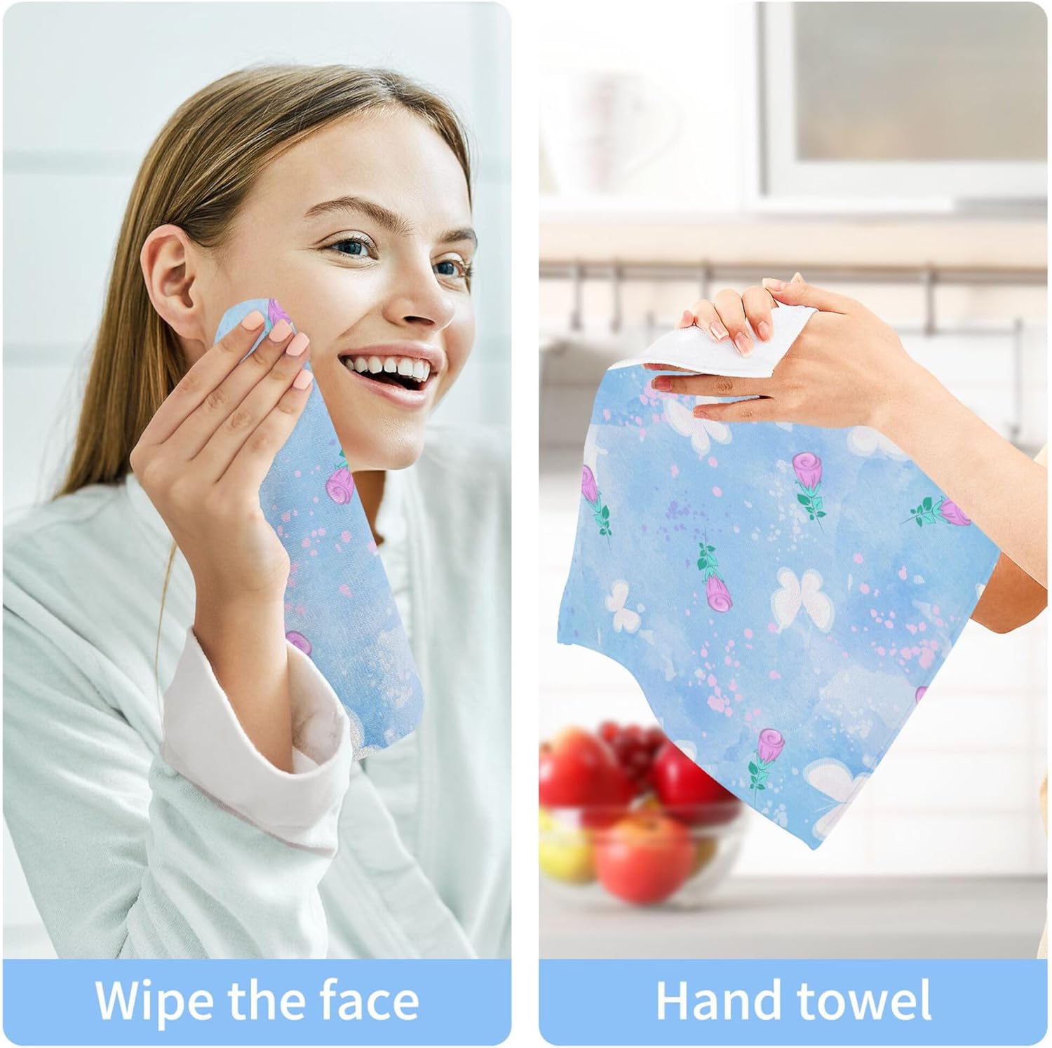 Xigua Butterfly Blue Washcloth Set 12x12 inches