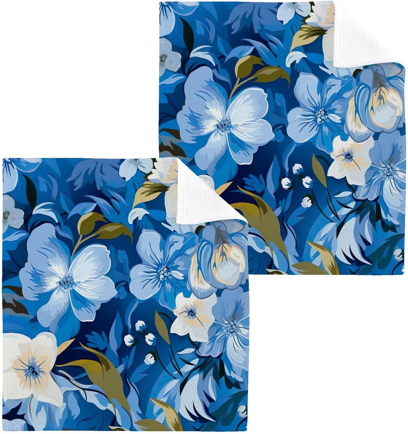 Blue Flower Washcloth Set Reusable Soft for Baby Daily Use