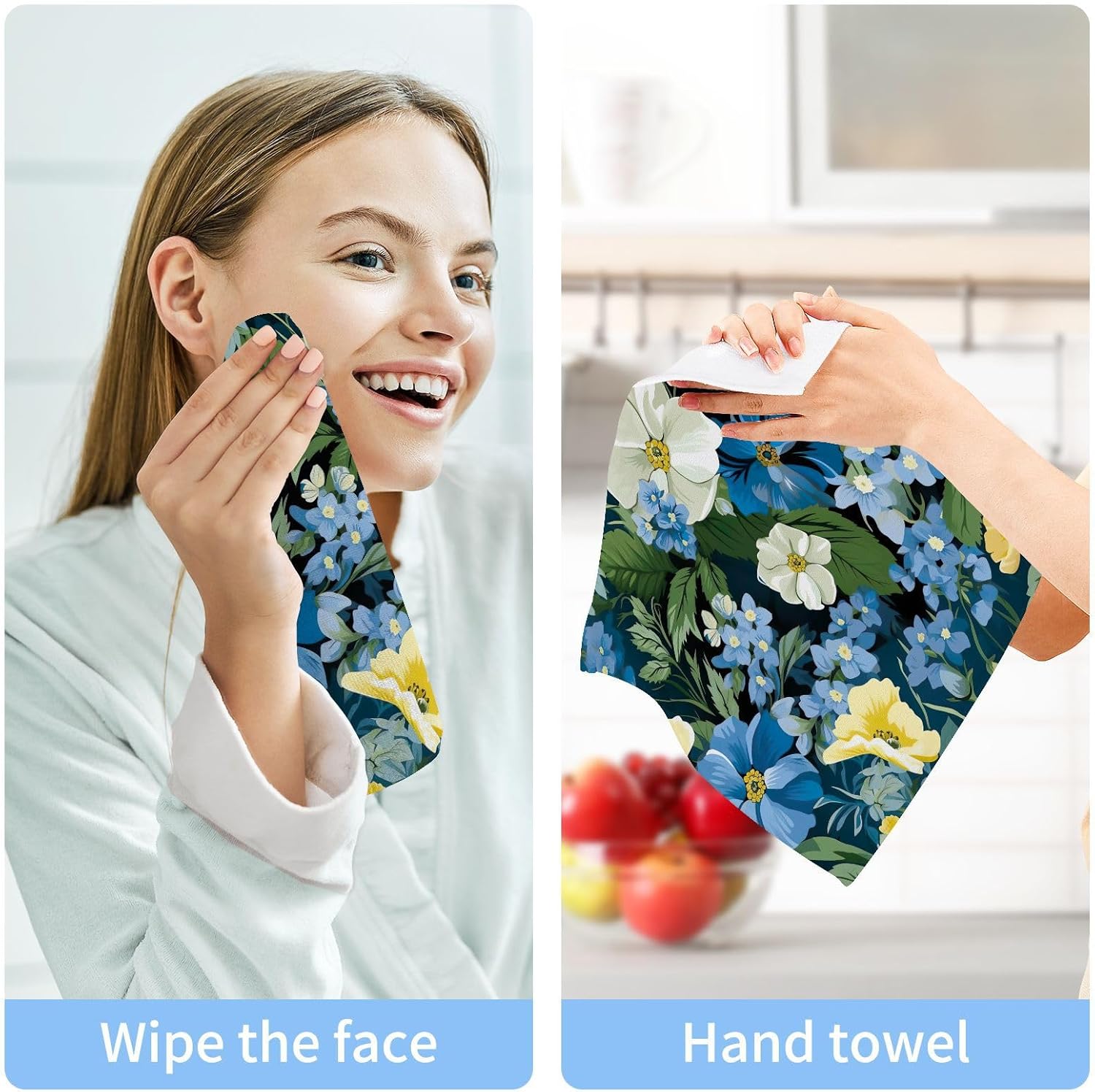 Floral Beauty Washcloth Set Soft Absorbent 12x12